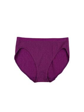 New Victorias Secret High Leg Brief Panty Purple Sparkly Ribbed Women's L